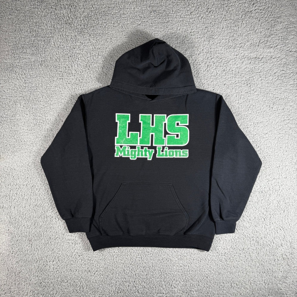 LHS Mighty Lions Hoodie Size Medium Lafayette High School Black Sweatshirt - Picture 1 of 8
